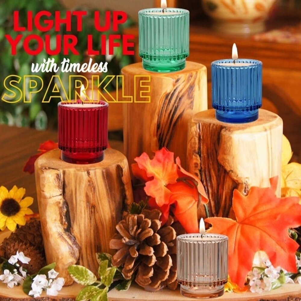 Glass Candle Holders Set of 4, Plated Cut Candleholder for Candlesticks Table Ce - Picture 4 of 6